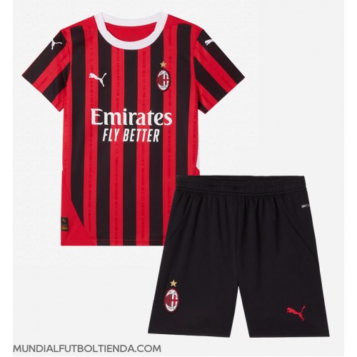 Camiseta AC Milan Primera Equipación Replica 2024-25 para niños mangas cortas (+ Pantalones cortos)